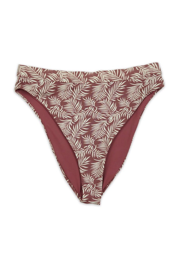 Mauve Leaves High Waist Bikini Bottom