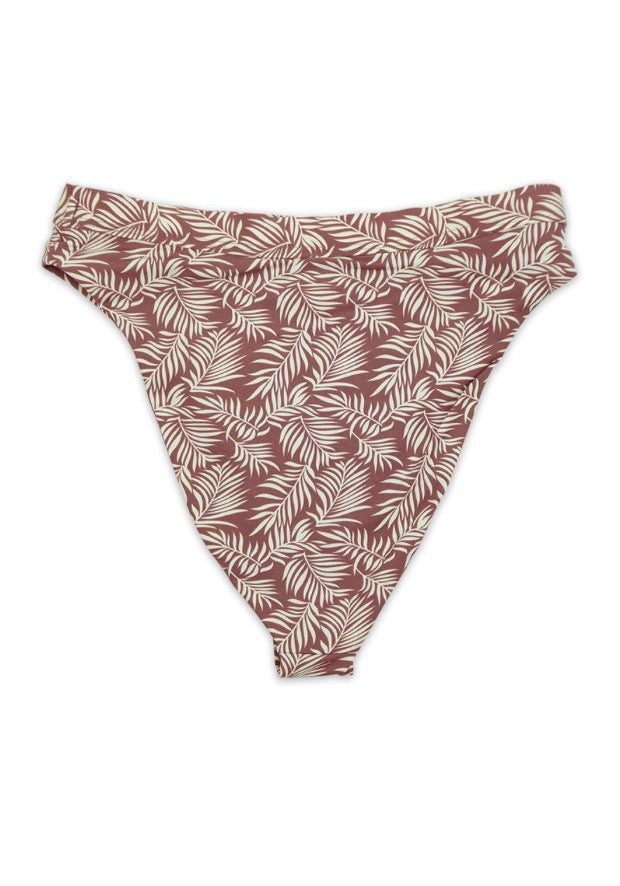 Mauve Leaves High Waist Bikini Bottom