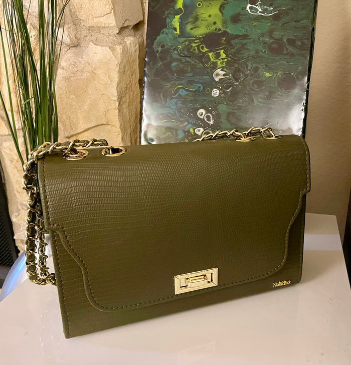 Mak Nisy Satchel Handbag (Olive Green)
